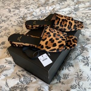 NWT J.Crew Abbie Slide Sandals Leopard Calf Hair